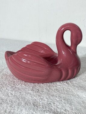 Vintage 90s Aquarius Dusty Rose Ceramic Swan Soap Dish Trinket Dish Cottagecore